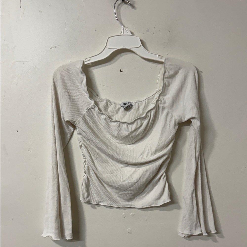Rue21 Cream Long Sleeve Blouse Y2K